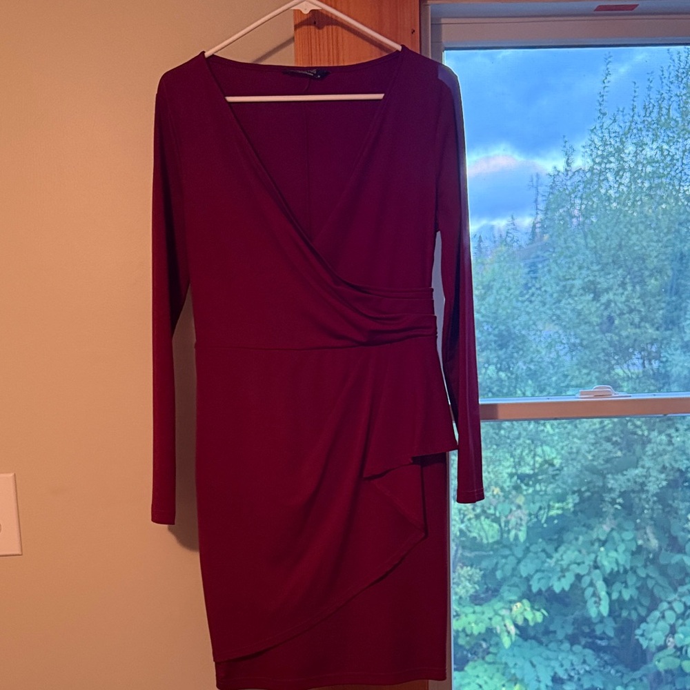 Elegant Burgundy Wrap Dress